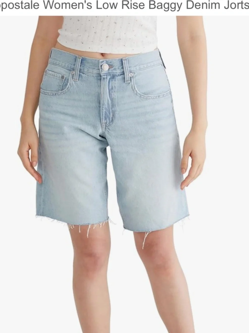 Aeropostale Women's Low Rise Baggy Denim Jorts 11” inch